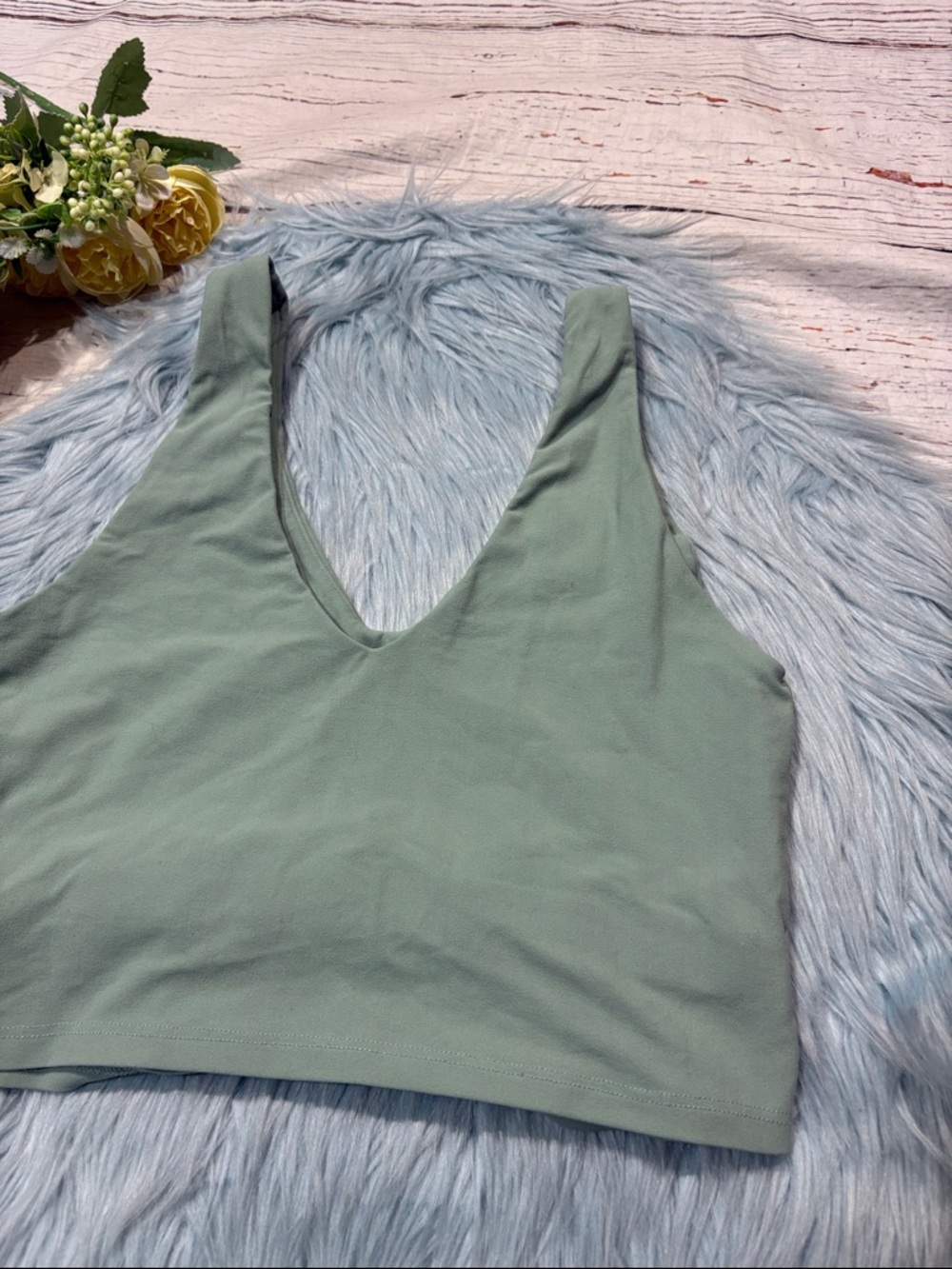 Carbon38 V-Neck Longline Bra in Melt - Granite Green - Picture 5 of 8